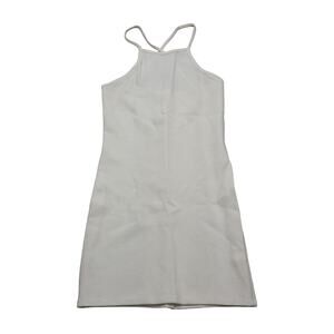 Primi Dress Womens M White Plain Sleeveless Halter Neck Criss Cross Back Outwear